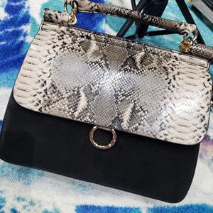 INZI Black Velvet and Snake Purse